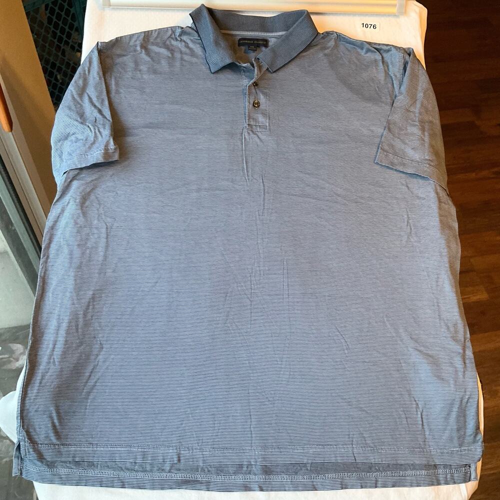 Cambridge Classics Men’s Short Sleeve Polo Shirt Size 2XL, Blue Stripes